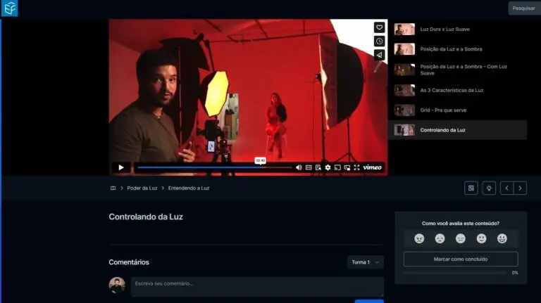 Plataforma do curso Poder da Luz